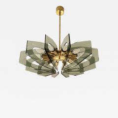  Paroldo Glass and Brass Chandelier by Paroldo Italy 1960s - 3468841