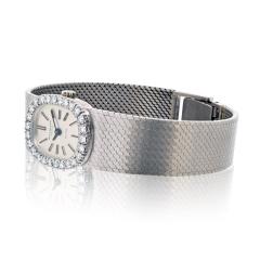  Patek Philippe Co Patek Philippe 18K White Gold Vintage Diamond Bezel Oval Dial Beyer Watch - 4232099