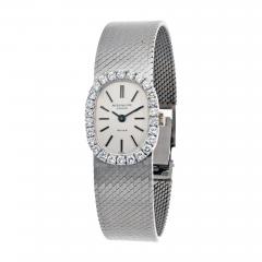  Patek Philippe Co Patek Philippe 18K White Gold Vintage Diamond Bezel Oval Dial Beyer Watch - 4235684