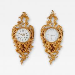  Paul Gravelin Louis Marti et Cie Louis XV Rococo style clock and barometer set by Gravelin - 2970986