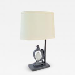  Paul Marra Design Cast Bronze Dove Lamp with Rock Crystal Pendant and Oval Shade - 3123904