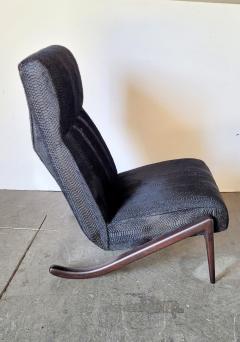  Paul Marra Design Slipper Chair Shown in Laser Cut Cowhide and Oak with Dark Walnut Finish - 3211533