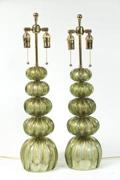  Pauly Co Pair Of Vintage Murano Gold Green Table Lamps by Pauly - 2280658