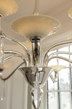  Pauly Co Vintage Italian Murano Incamiciato Blown Two Tiered Ten Arm Chandelier in Silver - 3692652