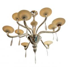  Pauly Co Vintage Italian Murano Incamiciato Blown Two Tiered Ten Arm Chandelier in Silver - 3692654