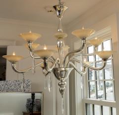  Pauly Co Vintage Italian Murano Incamiciato Blown Two Tiered Ten Arm Chandelier in Silver - 3692668