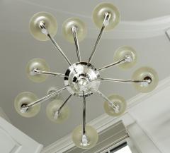  Pauly Co Vintage Italian Murano Incamiciato Blown Two Tiered Ten Arm Chandelier in Silver - 3692765