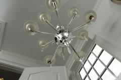  Pauly Co Vintage Italian Murano Incamiciato Blown Two Tiered Ten Arm Chandelier in Silver - 3692784