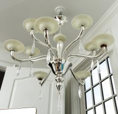  Pauly Co Vintage Italian Murano Incamiciato Blown Two Tiered Ten Arm Chandelier in Silver - 3692796