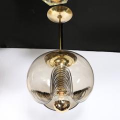  Peill Putzler Mid Century Smoked Glass Undulating Pendant Chandelier by Peill Putzler - 4489710