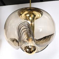  Peill Putzler Mid Century Smoked Glass Undulating Pendant Chandelier by Peill Putzler - 4489713