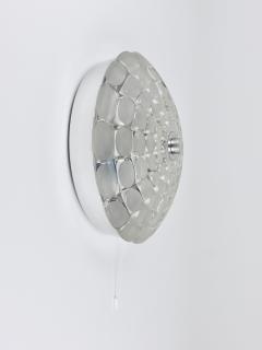  Peill Putzler Peill Putzer Large Round Op Art Glass Sconce Wall Lamp Flush Mount 1970s - 4645236