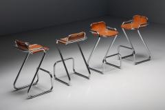  Perriand Perriand Style Les Arc Cognac Leather Barstools 1960s - 2886152