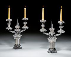  Perry Co AN UNUSUAL PAIR OF CUT CRYSTAL CANDELABRA BY PERRY CO - 4690629