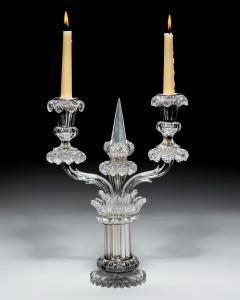  Perry Co AN UNUSUAL PAIR OF CUT CRYSTAL CANDELABRA BY PERRY CO - 4690635