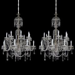  Perry Co Pair of early Victorian cut glass chandeliers attributed to Perry Co - 4397794