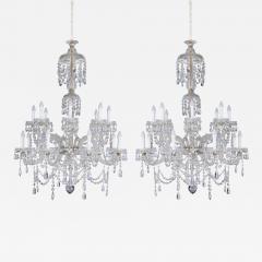  Perry Co Pair of early Victorian cut glass chandeliers attributed to Perry Co - 4399516