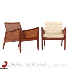  Peter Hvidt Orla M lgaard Nielsen Peter Hvidt and Orla Molgaard Nielsen Teak and Rattan Lounge Chairs Pair - 3694818