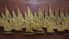  Peter Pepper Products Overscale 1960s Peter Pepper Brass Sail Boats Wall Sculpture on Wood - 4045395