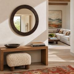  Pfeifer Studio Cinzelo Carved Wood Round Mirror - 4750697