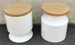  Phase Design Phase Design Griffin Pair of Side Tables or Stools by Reza Feiz Fiberglass Oak - 3146165
