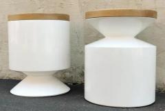  Phase Design Phase Design Griffin Pair of Side Tables or Stools by Reza Feiz Fiberglass Oak - 3146166