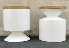  Phase Design Phase Design Griffin Pair of Side Tables or Stools by Reza Feiz Fiberglass Oak - 3146169