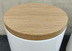  Phase Design Phase Design Griffin Pair of Side Tables or Stools by Reza Feiz Fiberglass Oak - 3146238