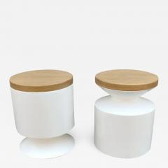  Phase Design Phase Design Griffin Pair of Side Tables or Stools by Reza Feiz Fiberglass Oak - 3149892