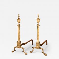  Philip Bradley Antiques Large Pair of Fully Engraved New York Brass Andirons - 600808