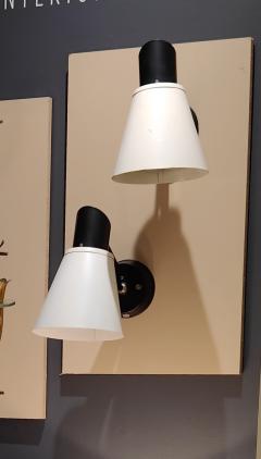  Philips Pair of black and white tole sconces by Philips Netherlands 1960s - 2994874