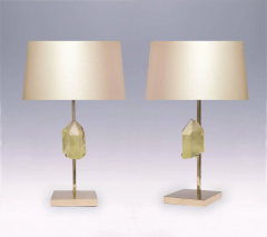  Phoenix Gallery Bespoke Pair of Carved Topaz Rock Crystal Quartz Lamps - 2644246