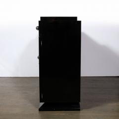  Pierre Gilles Rare Art Deco Black Lacquer Frosted Relief Glass Cabinet Signed Pierre Gilles - 3276363