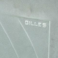  Pierre Gilles Rare Art Deco Black Lacquer Frosted Relief Glass Cabinet Signed Pierre Gilles - 3276386