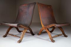  Pierre Lottier 1940s Pierre Lottier Leather Butaque Chair for Valmazan Spain - 2548075
