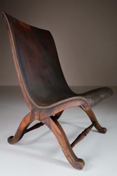  Pierre Lottier 1940s Pierre Lottier Leather Butaque Chair for Valmazan Spain - 2548076