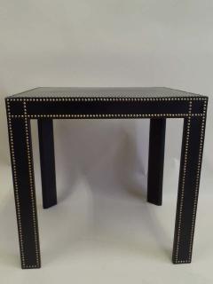  Pierre Lottier French Mid Century Modern Studded Black Leather End Tables Pierre Lottier Pair - 1660334