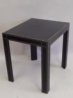  Pierre Lottier French Mid Century Modern Studded Black Leather End Tables Pierre Lottier Pair - 1660344