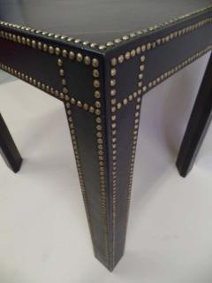  Pierre Lottier French Mid Century Modern Studded Black Leather End Tables Pierre Lottier Pair - 1660345