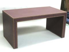  Pierre Lottier Large French Mid Century Modern Studded Leather Desk Pierre Lottier Attributed - 1736695