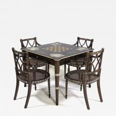  Pierre Lottier Regency style games table and four armchairs - 4402774