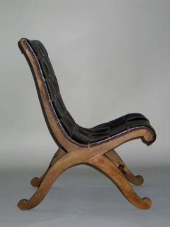  Pierre Lottier Spanish Modern Neoclassical Leather Strap Chair Attributed to Pierre Lottier - 1746271