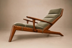  Pierre Weckx Brazilian Modern Chaise Lounge in Cavi na Wood Olive Mohair Pierre Weckx - 4694007