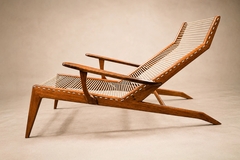  Pierre Weckx Brazilian Modern Chaise Lounge in Cavi na Wood Olive Mohair Pierre Weckx - 4694008