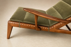  Pierre Weckx Brazilian Modern Chaise Lounge in Cavi na Wood Olive Mohair Pierre Weckx - 4694009