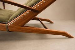  Pierre Weckx Brazilian Modern Chaise Lounge in Cavi na Wood Olive Mohair Pierre Weckx - 4694010