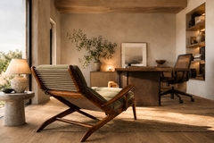  Pierre Weckx Brazilian Modern Chaise Lounge in Cavi na Wood Olive Mohair Pierre Weckx - 4694011
