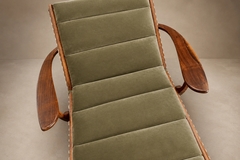  Pierre Weckx Brazilian Modern Chaise Lounge in Cavi na Wood Olive Mohair Pierre Weckx - 4694012