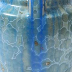  Pierrefonds Art Deco Skyscraper Style Speckled Organic Blue Ceramic Vase signed Pierrefonds - 4566453