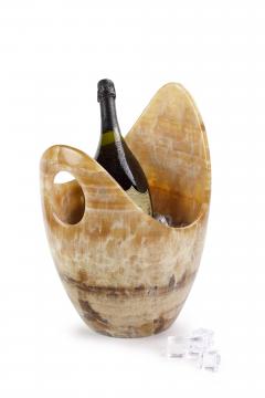  Pieruga Marble Champagne bucket ice bucket sculpture vase in Amber onyx hand carved in Italy - 1451232